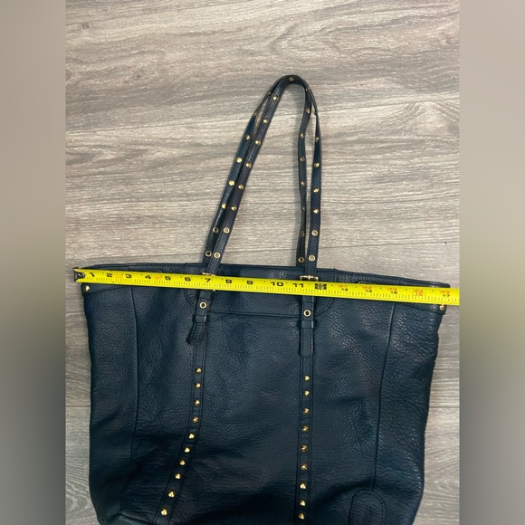 Steven by Steve Madden Leather Navy Blue Tote Purse Bag Gold Studded for Office - Picture 11 of 16